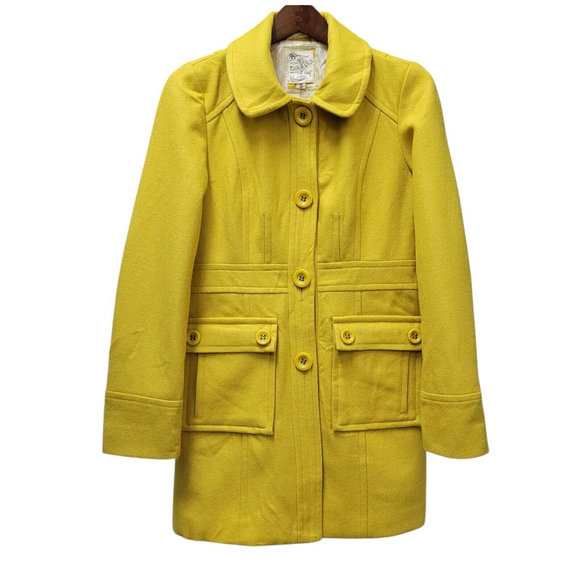Tulle Front Button Coat Yellow Women's Size Small. Excellent Condition Pre-owned - Picture 4 of 10
